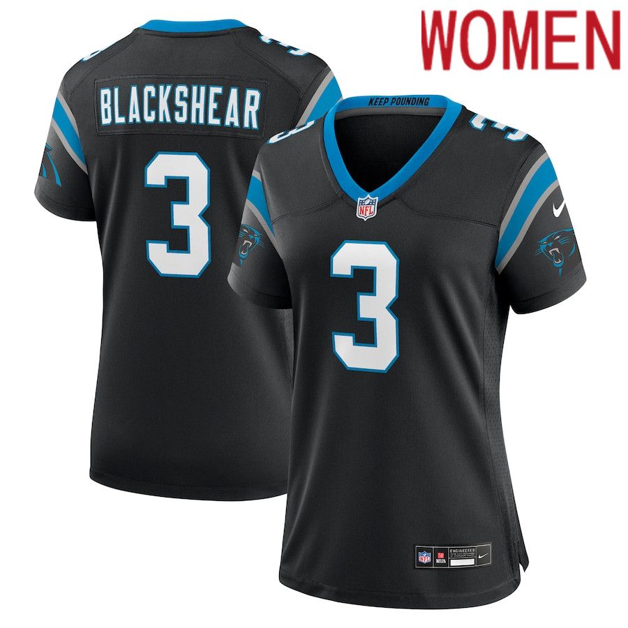 Women Carolina Panthers 3 Raheem Blackshear Nike Black Team Game NFL Jersey